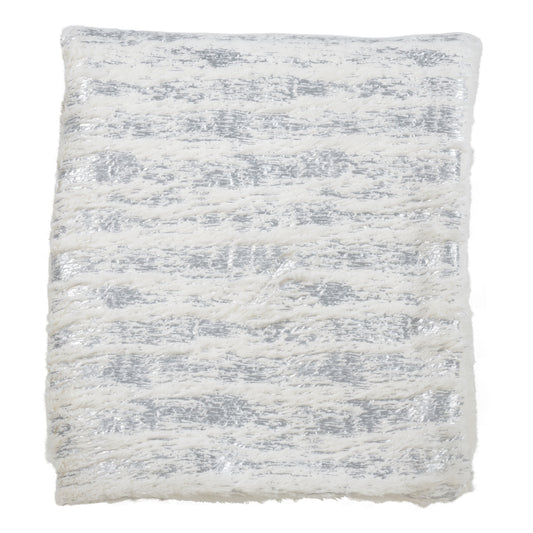Occasion Gallery Silver Foil Print Faux Fur Decorative Cozy Throw Blanket,  50" X 60" 100% Polyester (1 piece)