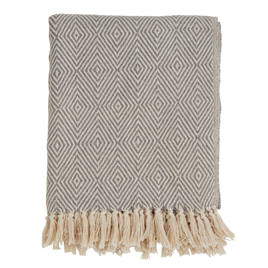 Occasion Gallery Grey Soft Cotton Diamond Weave Decorative Cozy Throw Blanket,  50" X 60" 100% Cotton (1 piece)