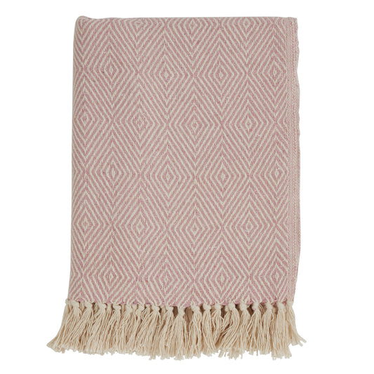 Occasion Gallery Pink Soft Cotton Diamond Weave Decorative Cozy Throw Blanket,  50" X 60" 100% Cotton (1 piece)