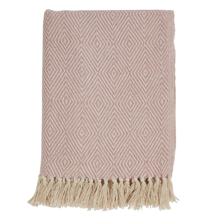 Occasion Gallery Pink Soft Cotton Diamond Weave Decorative Cozy Throw Blanket,  50" X 60" 100% Cotton (1 piece)
