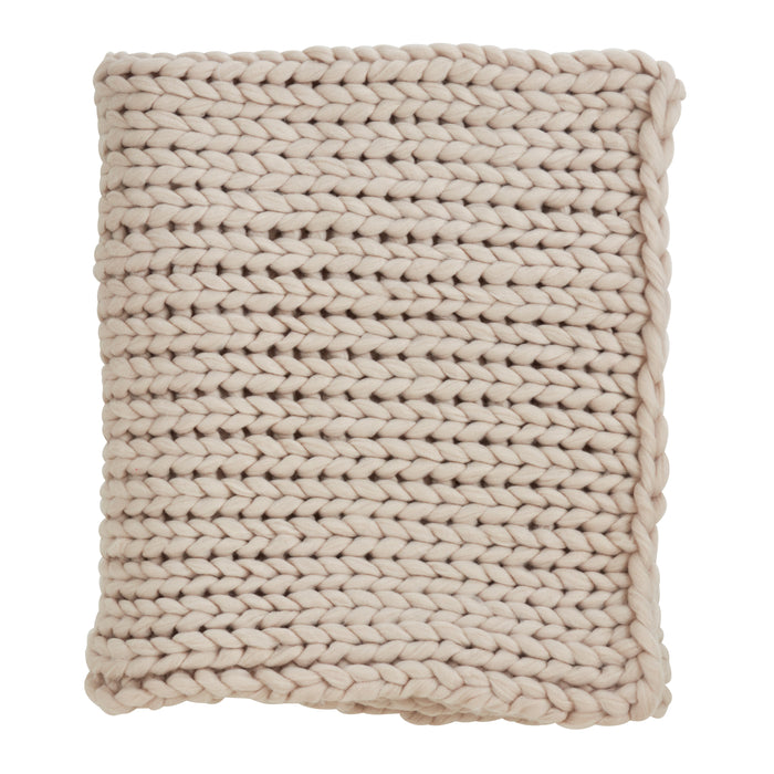 Occasion Gallery Oatmeal Chunky Knit Decorative Cozy Throw Blanket,  50" X 60" 50% Acrylic - 50% Polyester (1 piece)