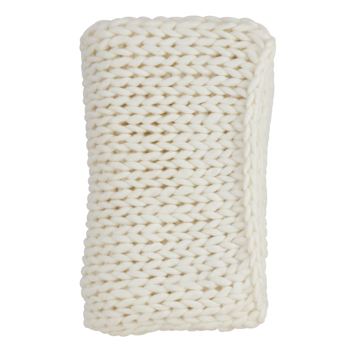 Occasion Gallery White Chunky Knit Decorative Cozy Throw Blanket,  50" X 60" 100% Acrylic (1 piece)