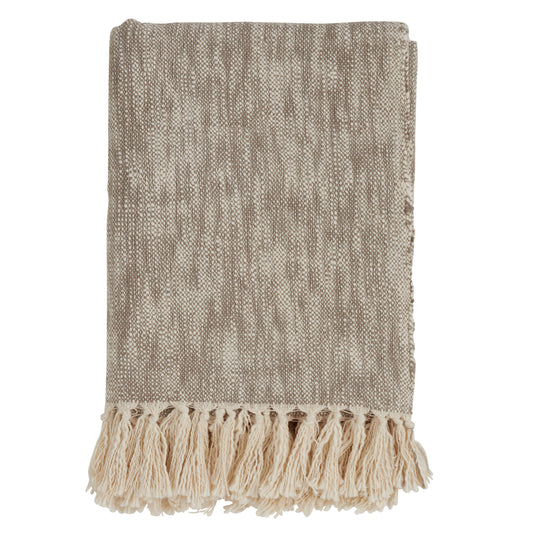 Occasion Gallery Natural Solid Tasseled Decorative Cozy Throw Blanket,  50" X 60" 100% Cotton (1 piece)