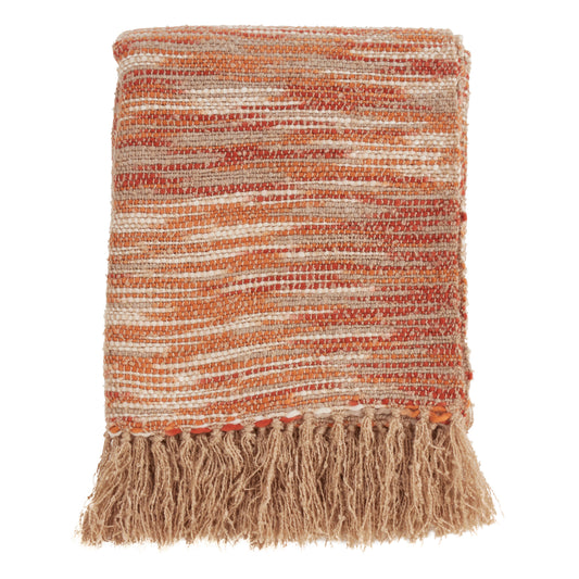 Occasion Gallery Rust Chindi Decorative Cozy Throw Blanket,  50" X 60" 100% Acrylic (1 piece)