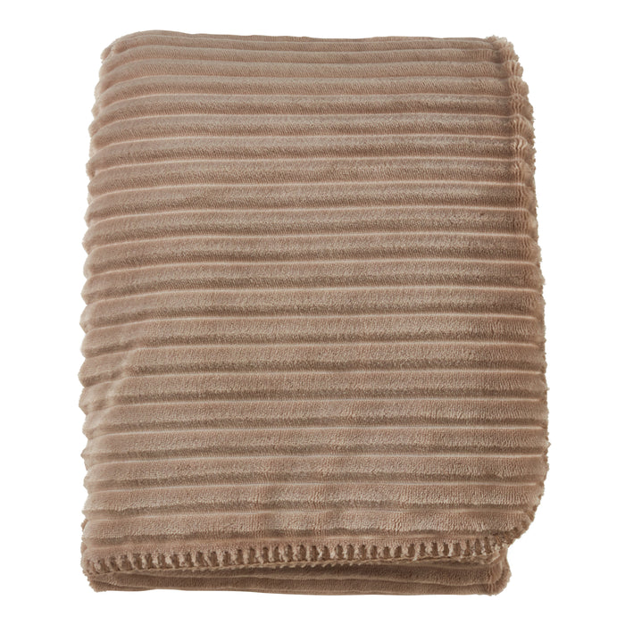Occasion Gallery Natural Velvet Stripe + Sherpa Decorative Cozy Throw Blanket,  50" X 60" 100% Polyester (1 piece)