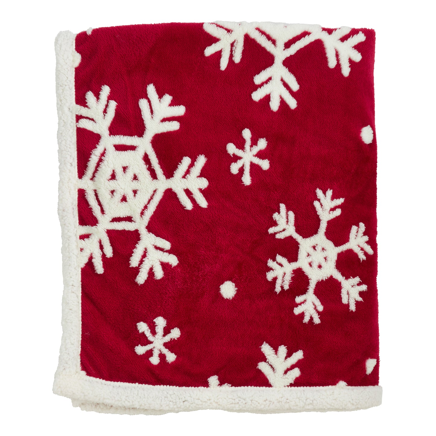 Occasion Gallery Red Snowflake Decorative Cozy Throw Blanket with Sherpa,  50" X 60" 100% Polyester (1 piece)