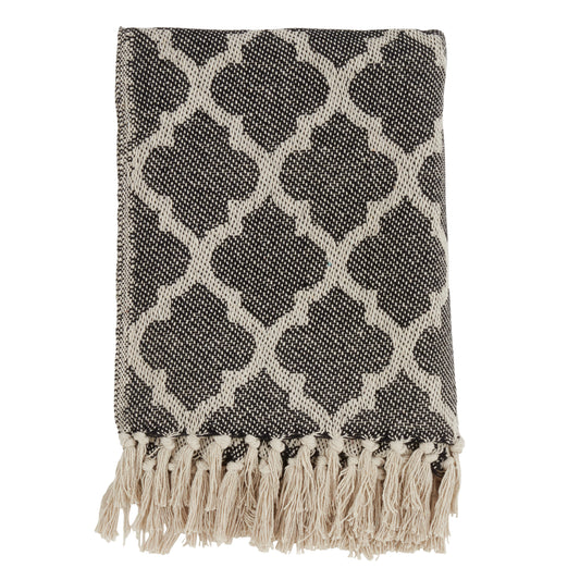 Occasion Gallery Black Moroccan Tile Decorative Cozy Throw Blanket,  50" X 60" 100% Cotton (1 piece)