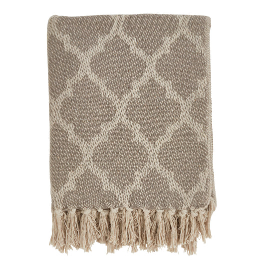 Occasion Gallery Grey Moroccan Tile Decorative Cozy Throw Blanket,  50" X 60" 100% Cotton (1 piece)