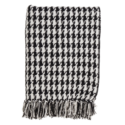 Occasion Gallery Black Houndstooth Decorative Cozy Throw Blanket,  50" X 60" 100% Cotton (1 piece)