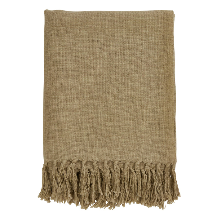 Occasion Gallery Natural Tasseled Decorative Cozy Throw Blanket,  50" X 60" 100% Cotton (1 piece)