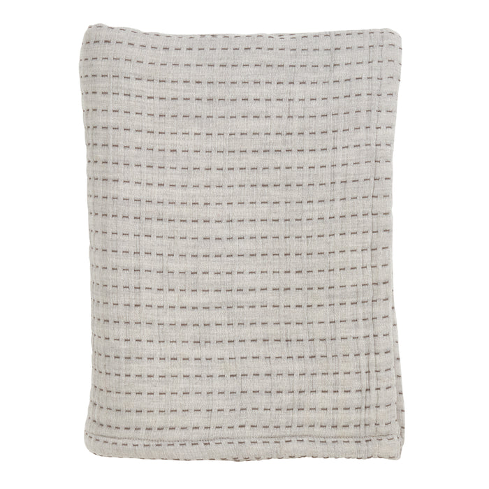 Occasion Gallery Grey Stitched Decorative Cozy Throw Blanket,  50" X 60" 100% Cotton (1 piece)