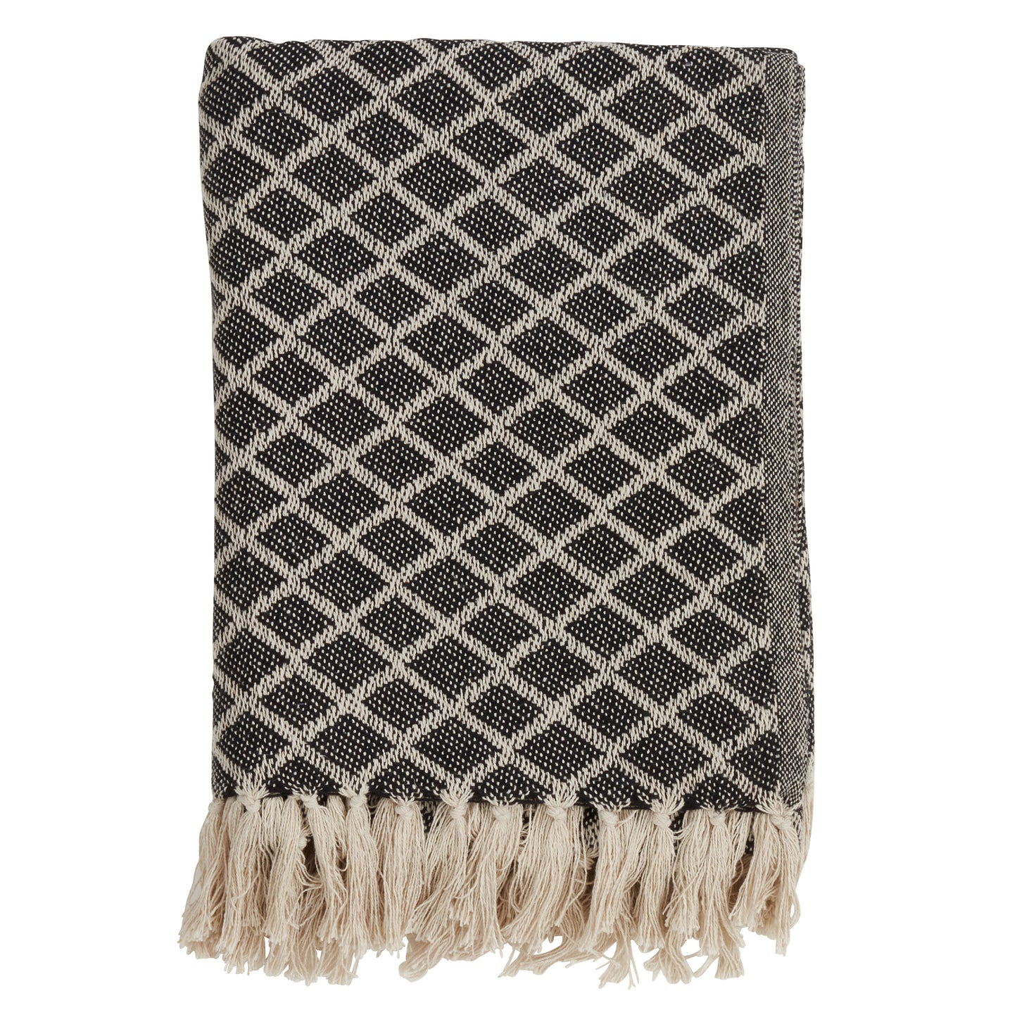 Occasion Gallery Black Diamond Tassle Decorative Cozy Throw Blanket,  50" X 60" 100% Cotton (1 piece)