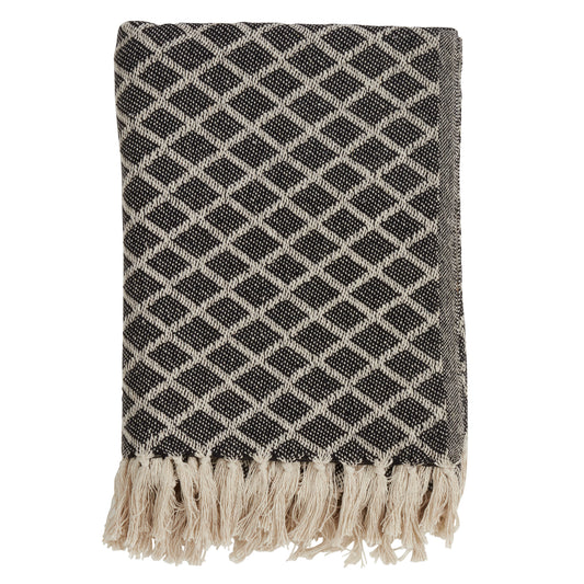 Occasion Gallery Black Diamond Tassle Decorative Cozy Throw Blanket,  50" X 60" 100% Cotton (1 piece)