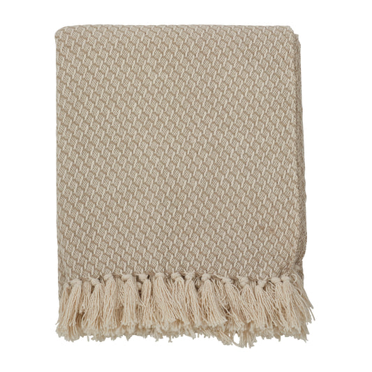 Occasion Gallery Natural Tasseled Decorative Cozy Throw Blanket,  50" X 60" 100% Cotton (1 piece)