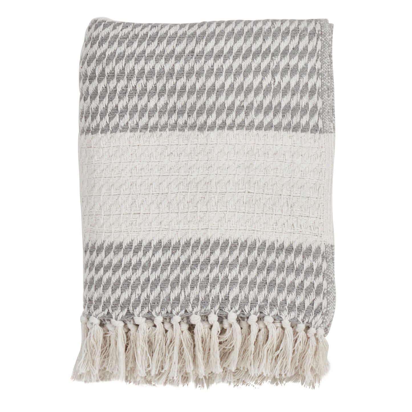 Occasion Gallery Grey Diamond Weave Decorative Cozy Throw Blanket,  50" X 60" 100% Cotton (1 piece)