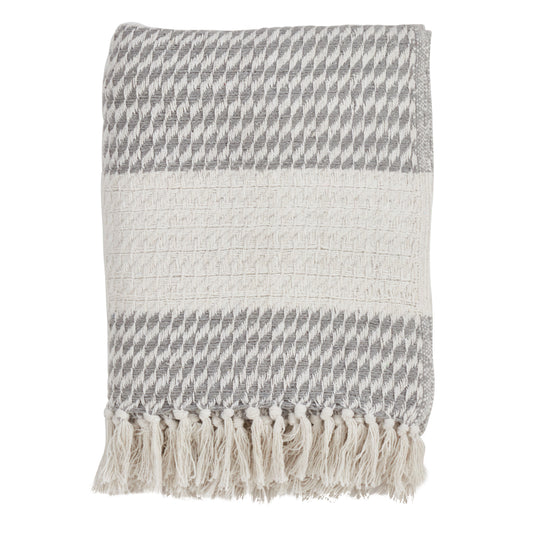 Occasion Gallery Grey Diamond Weave Decorative Cozy Throw Blanket,  50" X 60" 100% Cotton (1 piece)