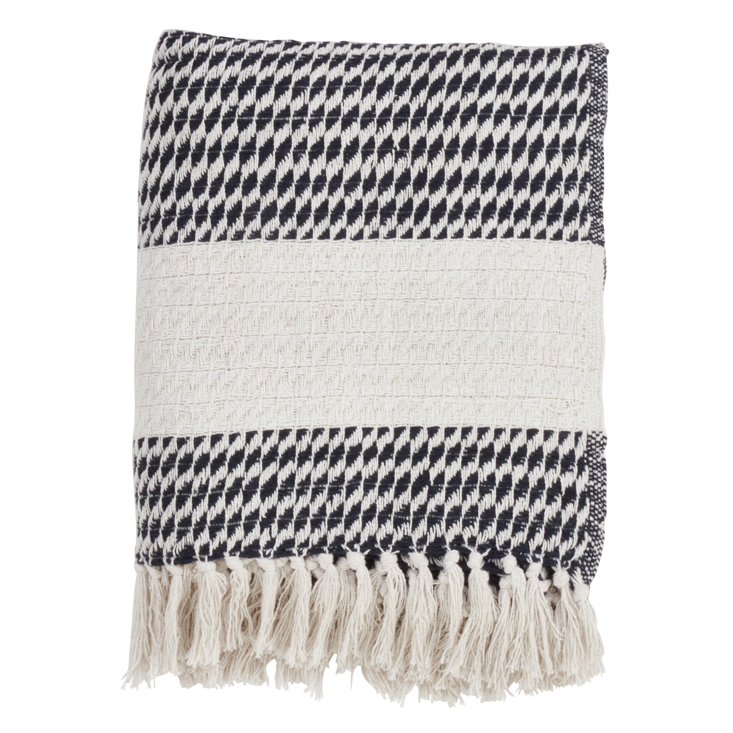 Occasion Gallery Navy Blue Diamond Weave Decorative Cozy Throw Blanket,  50" X 60" 100% Cotton (1 piece)