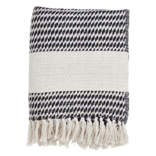 Occasion Gallery Navy Blue Diamond Weave Decorative Cozy Throw Blanket,  50" X 60" 100% Cotton (1 piece)