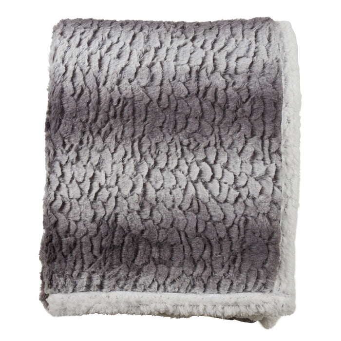 Occasion Gallery Grey Faux Fur + Sherpa Decorative Cozy Throw Blanket,  50" X 60" 100% Polyester (1 piece)