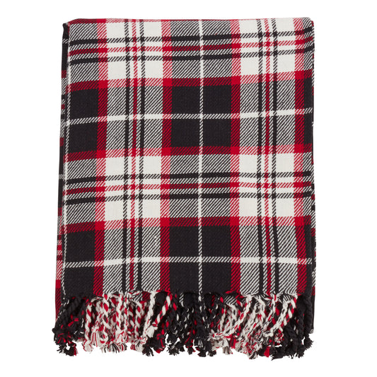 Occasion Gallery Black Plaid Checkered  Decorative Cozy Throw Blanket,  50" X 60" 100% Cotton (1 piece)