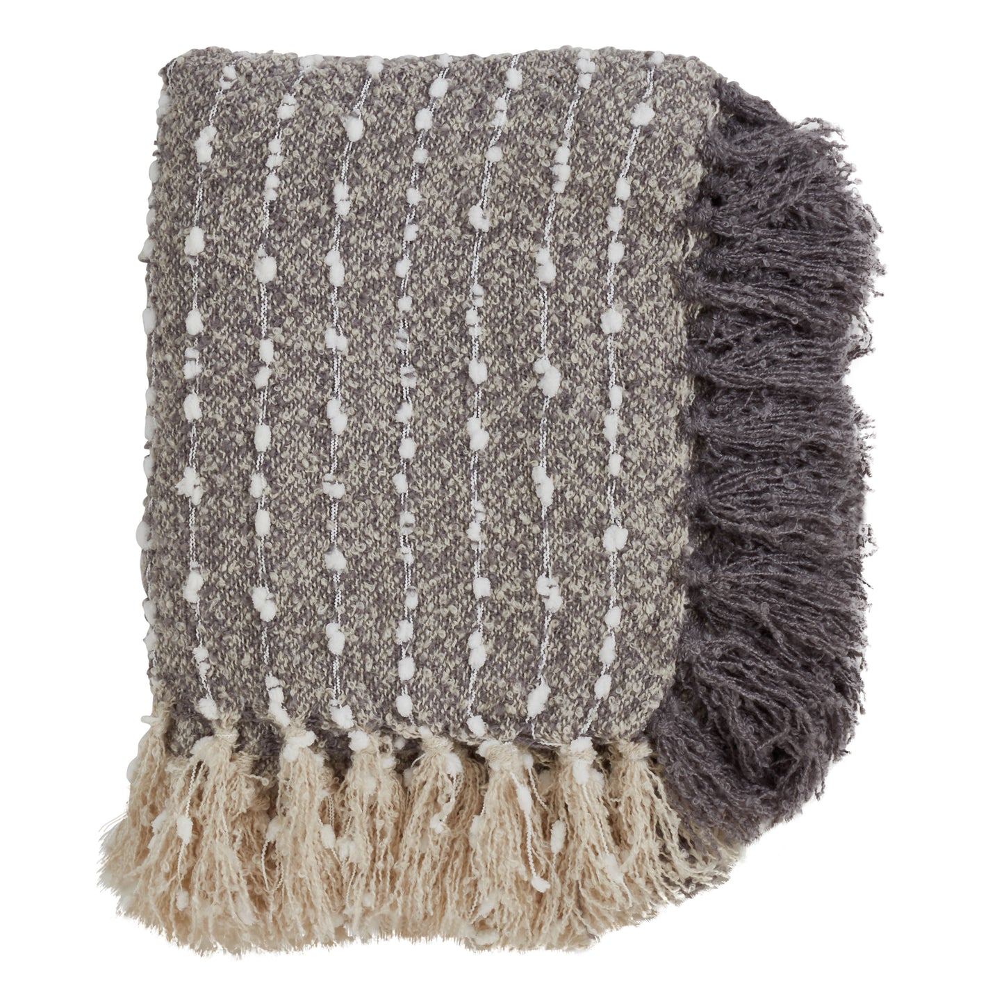 Occasion Gallery Grey Petite Pom Pom Decorative Cozy Throw Blanket,  50" X 60" 100% Acrylic (1 piece)