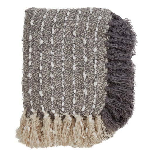 Occasion Gallery Grey Petite Pom Pom Decorative Cozy Throw Blanket,  50" X 60" 100% Acrylic (1 piece)