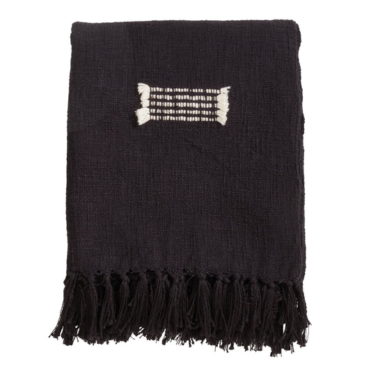 Occasion Gallery Black Fringe Line Decorative Cozy Throw Blanket,  50" X 60" 100% Cotton (1 piece)