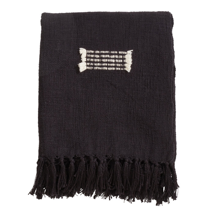 Occasion Gallery Black Fringe Line Decorative Cozy Throw Blanket,  50" X 60" 100% Cotton (1 piece)