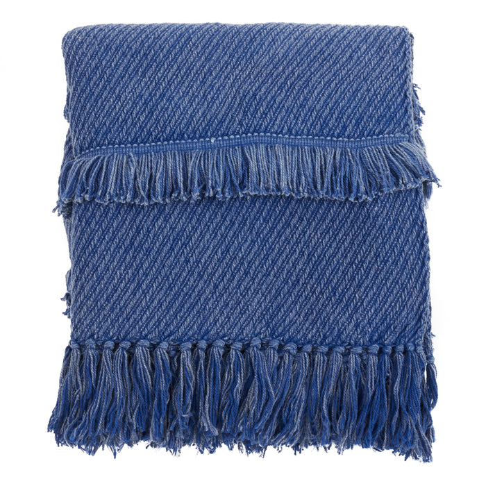 Occasion Gallery Blue Fringe Line Decorative Cozy Throw Blanket,  50" X 60" 100% Cotton (1 piece)