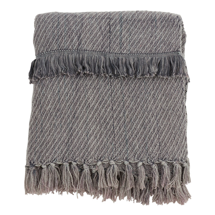 Occasion Gallery Charcoal Fringe Line Decorative Cozy Throw Blanket,  50" X 60" 100% Cotton (1 piece)