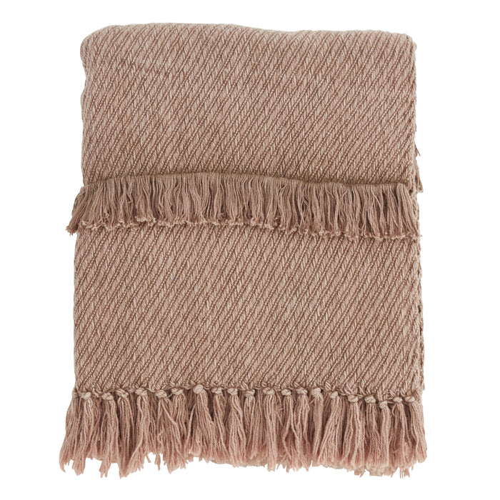 Occasion Gallery Taupe Fringe Line Decorative Cozy Throw Blanket,  50" X 60" 100% Cotton (1 piece)