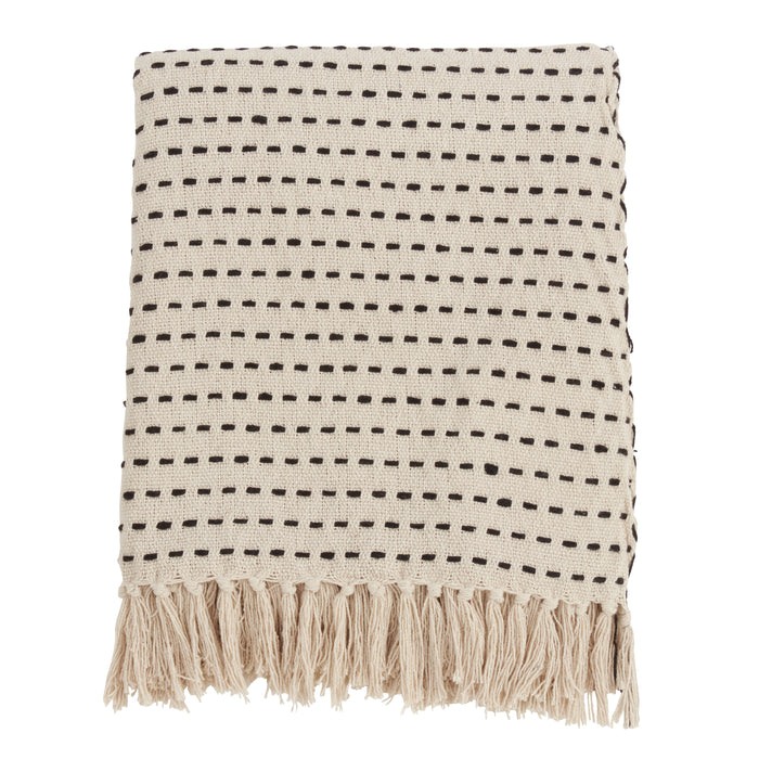 Occasion Gallery Ivory Stitch Line Decorative Cozy Throw Blanket,  50" X 60" 100% Cotton (1 piece)