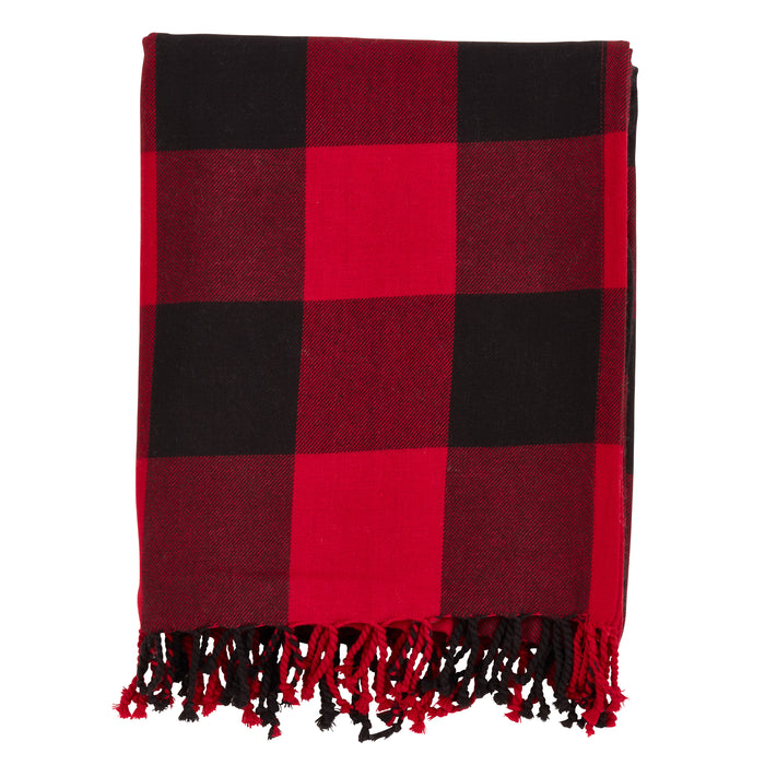 Occasion Gallery Red Buffalo Plaid Checkered  Decorative Cozy Throw Blanket,  50" X 60" 100% Cotton (1 piece)