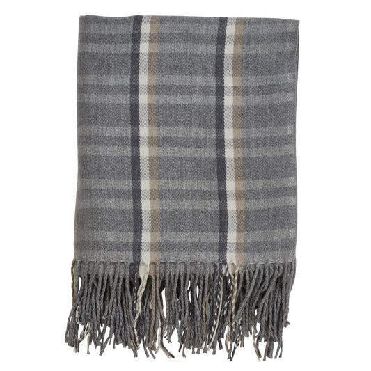Occasion Gallery Grey Plaid Checkered  Tassle Decorative Cozy Throw Blanket,  50" X 60" 100% Acrylic (1 piece)