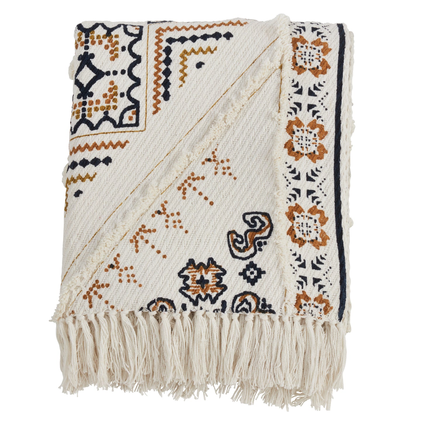 Occasion Gallery Multi Printed and Embellished Decorative Cozy Throw Blanket,  50" X 60" 100% Cotton (1 piece)
