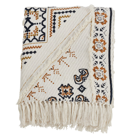 Occasion Gallery Multi Printed and Embellished Decorative Cozy Throw Blanket,  50" X 60" 100% Cotton (1 piece)