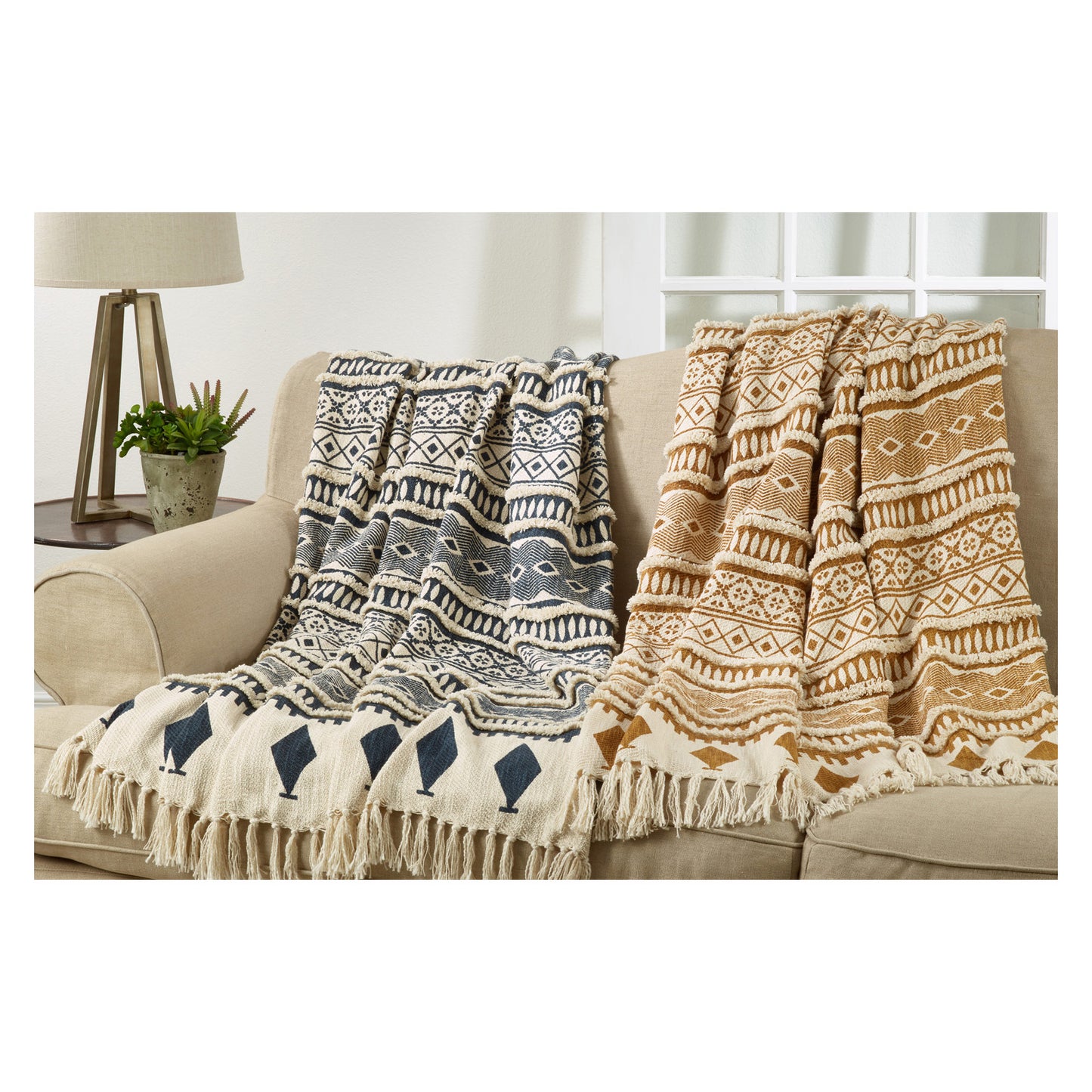 Printed and Embellished Throw, 50" X 60"  (1 piece), 100% cotton