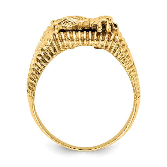 14k Yellow Gold Men's Onyx Eagle Ring, Size: 10