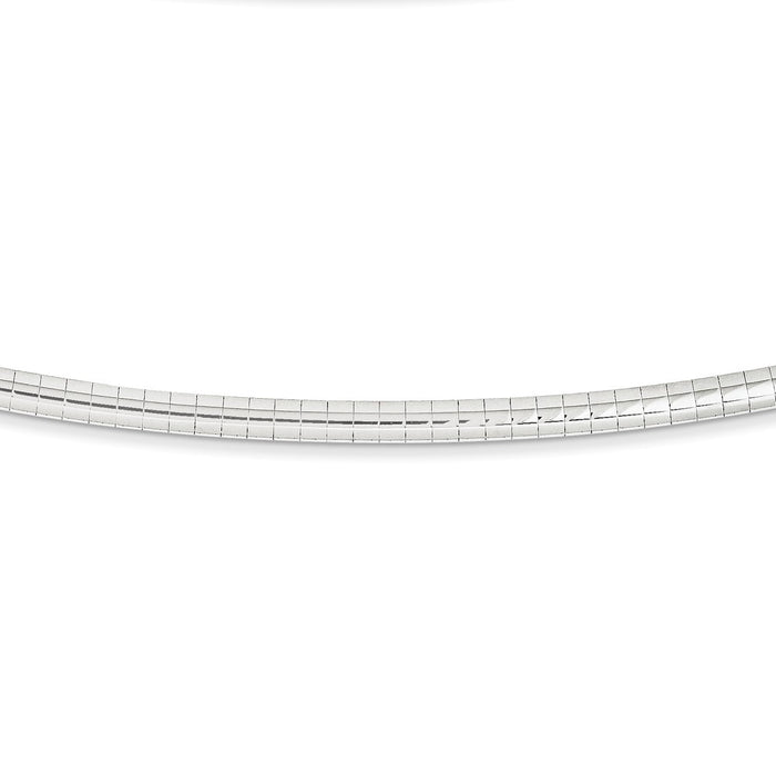 Million Charms 14k White Gold, Necklace Chain, 4mm Domed Omega Necklace, Chain Length: 16 inches