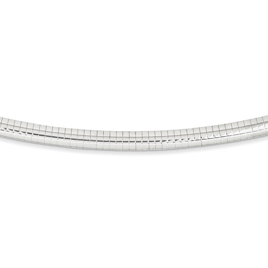 Million Charms 14k White Gold, Necklace Chain, 8mm Domed Omega Necklace, Chain Length: 16 inches