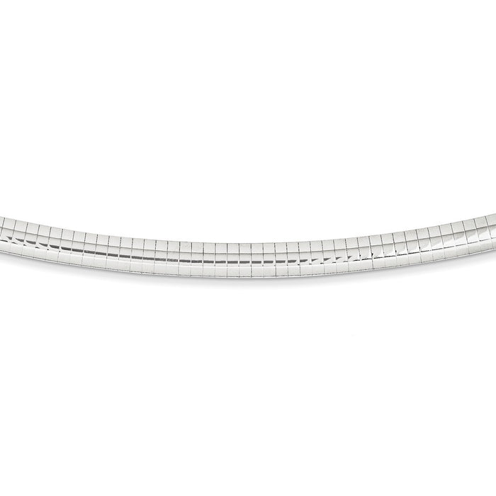 Million Charms 14k White Gold, Necklace Chain, 8mm Domed Omega Necklace, Chain Length: 16 inches