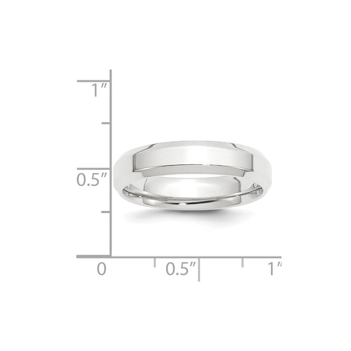 Platinum 5mm Polished Beveled Edge Size 7 Wedding Band