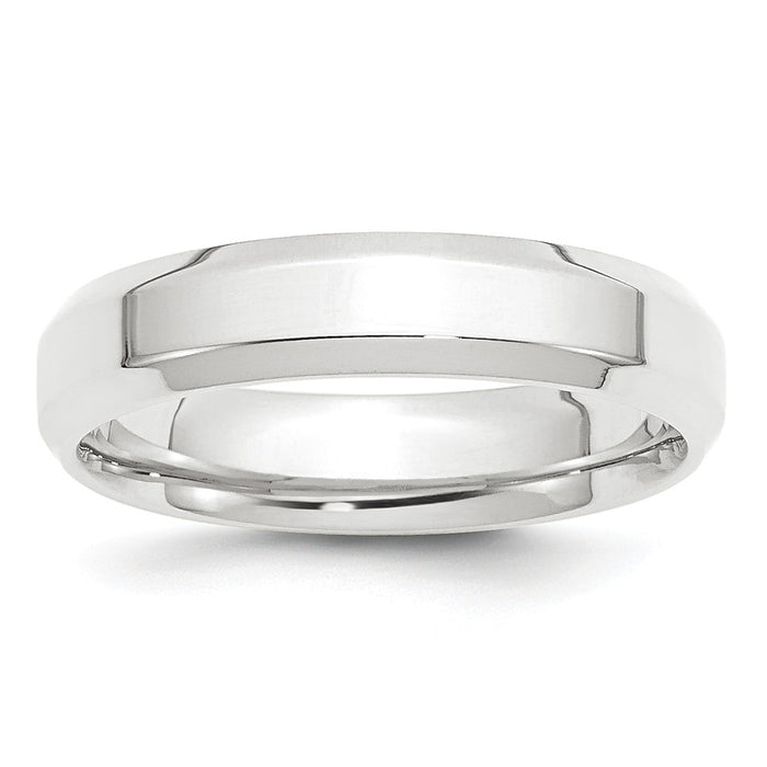 Platinum 5mm Polished Beveled Edge Size 7 Wedding Band