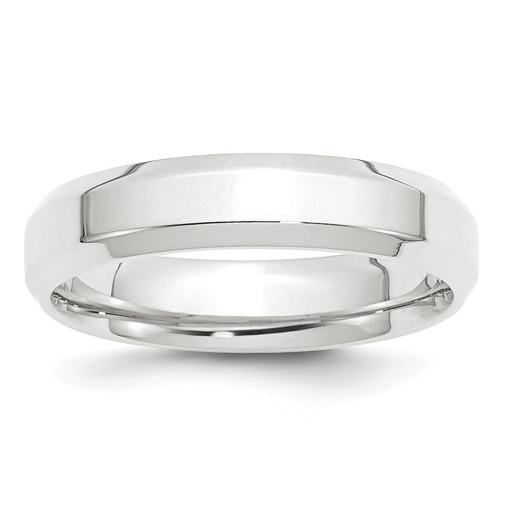 Platinum 5mm Polished Beveled Edge Size 8 Wedding Band