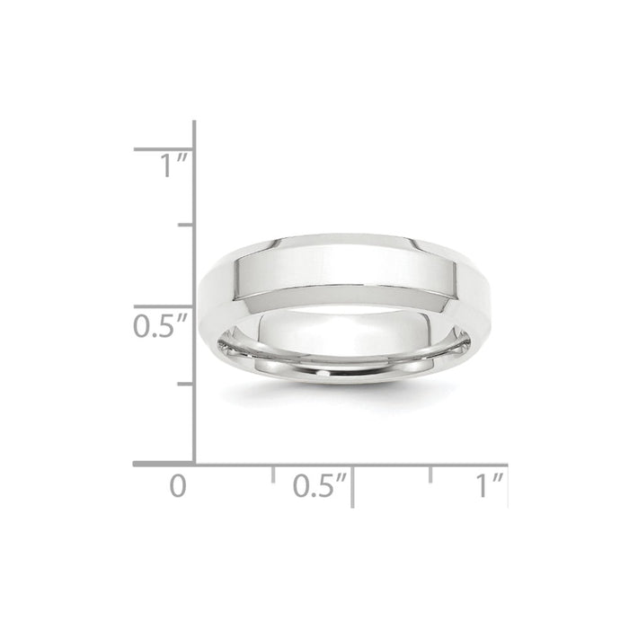 Platinum 6mm Comfort Wedding Band- Fit Flat with Beveled Edges, Size: 12