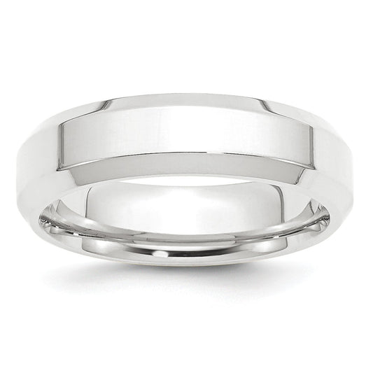 Platinum 6mm Polished Beveled Edge Size 10.5 Wedding Band