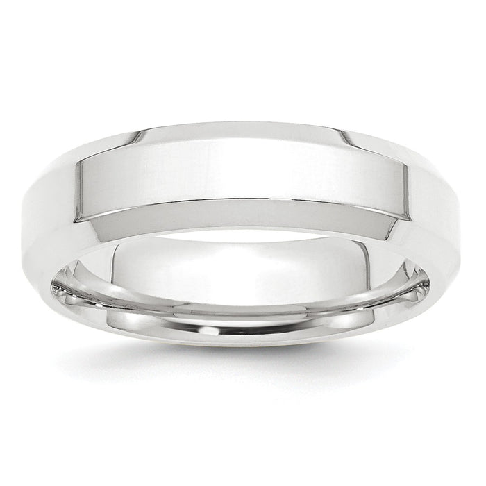 Platinum 6mm Comfort Wedding Band- Fit Flat with Beveled Edges, Size: 12