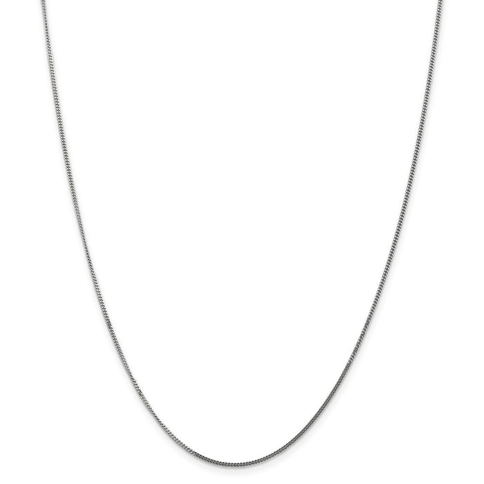 Million Charms 14k White Gold, Necklace Chain, 1.3mm Curb Pendant Chain, Chain Length: 16 inches