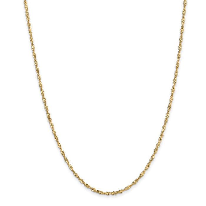 Million Charms 14k Yellow Gold, Necklace Chain, 2mm Singapore Chain, Chain Length: 24 inches