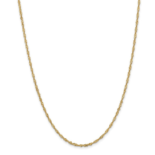 Million Charms 14k Yellow Gold, Necklace Chain, 2mm Singapore Chain, Chain Length: 20 inches